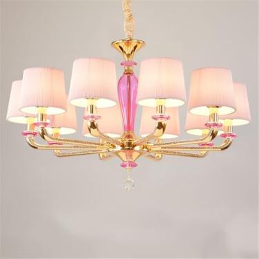 Imagem de Lustre E Lâmpada Pendente Contemporânea De Luxo: Rosa E Azul Para Sala De Estar, Restaurante, Quarto De Menina, Villa, Roupas E Salão De Beleza (10 luzes rosa)