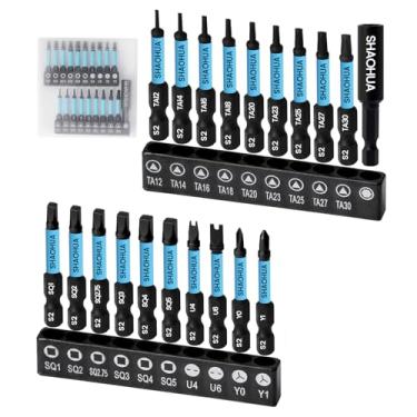 Imagem de Conjunto de 20 peças de chave de fenda, conjunto de chave de fenda triangular de 2,5 cm TA12-30, brocas quadradas #2,2,75,3,4,5, conjunto de brocas em forma de U U4, U6, chaves de fenda Triwings Y0
