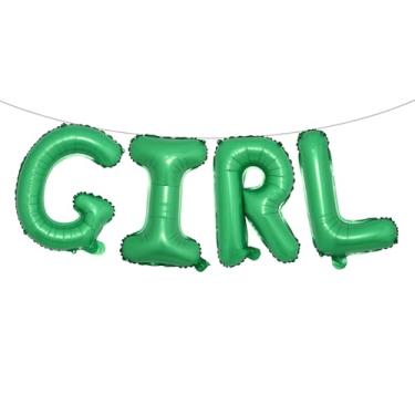 Imagem de Letras de banner de balão de 40,6 cm para meninos ou meninas | Balões reveladores de gênero, decorações de revelação de gênero | Decorações de chá de bebê (menina verde)