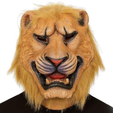 Imagem de Máscara de Halloween de Leão Assustador em Látex – Fantasia Realista de Terror para Adultos – Cosplay, Festas e Decoração