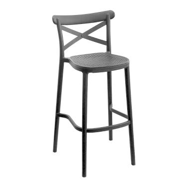 Imagem de Banqueta Plats Preta em Polipropileno Assento Simulando Palha Or Design