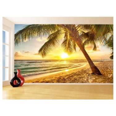 Imagem de Papel De Parede Praia Mar Coqueiro Por Do Sol 3,5M Npr275