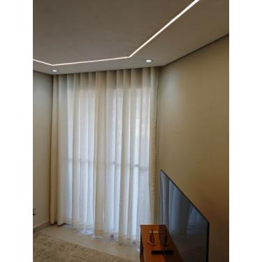 Imagem de Cortina de varão Bella Janela Mônaco Marfim 3,00Lx2,30A Linho sintétic