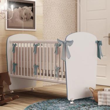 Imagem de Berço Baby com Rodízios Branco/Azul - Percasa
