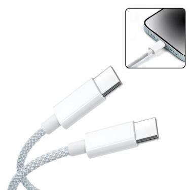 Imagem de Cabo Usb C Tipo C Compatível iPhone 15, 16 e 17 Pro, Pro Max Trançado 