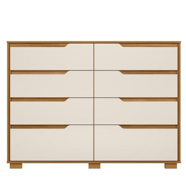 Imagem de Cômoda 8 Gavetas MDP Moval Georgia, 147 cm - Freijo/Offwhite
