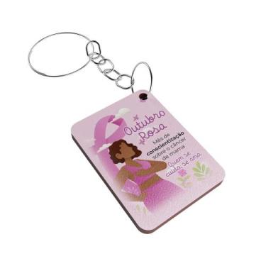 Imagem de Kit50 Chaveiros MDF Outubro Rosa Coração Campanha de Prevenção - Delip