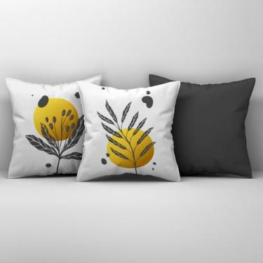 Imagem de Kit Trio Capas de Almofadas Estampadas Folhas em Veludo Suede 45cm x 4