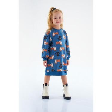 Imagem de Vestido Manga Longa Infantil em Moletom Up Baby, Azul, 2