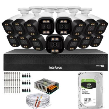 Imagem de Kit 15 Câmeras Segurança FullColor Visão Noturna Colorida 1080p 2.8mm Dvr Intelbras 1tb