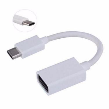Imagem de Cabo Otg Branco Tipo C Type C Pendrive Usb Fêmea