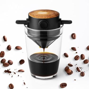 Imagem de Mini Filtro Coador de Café Portátil Reutilizável com Suporte Dobrável em Aço Inox, Café Premium Individual Portátil Reutilizável, Sem Filtro