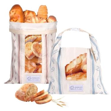 Imagem de Katgogoo Sacos de pão reutilizáveis, sacos de pão com forro de algodão e TPU com janela transparente, trava antiderrapante mantém o pão caseiro e fermentado fresco por mais tempo, armazenamento