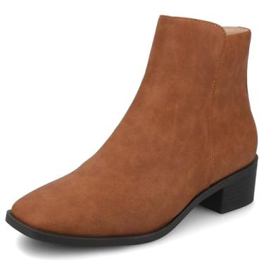 Imagem de Journee Collection Bota feminina Cappri de bico quadrado, conhaque/camurça, 42
