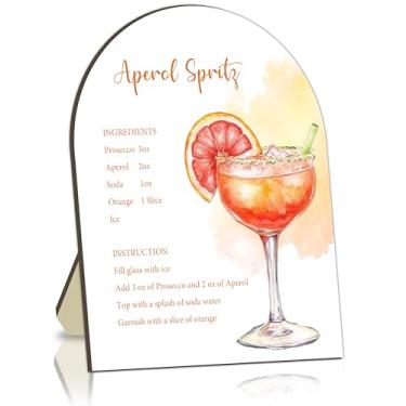 Imagem de Placa de bar Aperol Spritz, placa de receita de bar de coquetel para chá de panela, placas de mesa de ingredientes de coquetel de despedida de solteira, placa de estação de coquetéis caseiros, receita