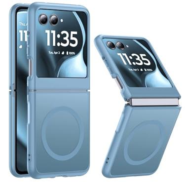 Imagem de FNDMIL Capa magnética para Motorola Razr 2025/Motorola Razr 2024 compatível com MagSafe translúcido fosco estrutura integrada fina para Motorola Razr 60/50 capa de telefone, azul celeste