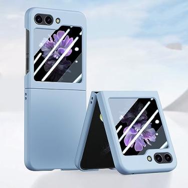 Imagem de Capa protetora de película de vidro temperado Flip5 Flip 5 para Samsung Galaxy Z Flip 5 Zflip5 5G Folding Design Phone Covers, Sky Blue, para Samsung Z Flip 5