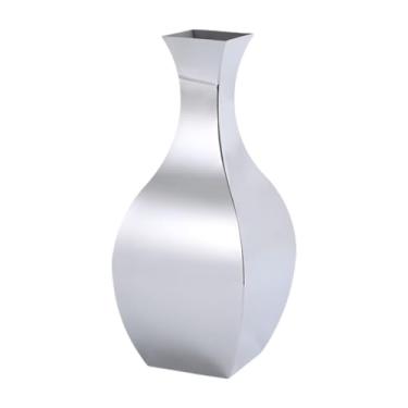 Imagem de Baoblaze Vaso de flores de metal inoxidável com alto brilho, ornamento de mesa resistente para decoração de escritório doméstico, altura moderna, vaso de