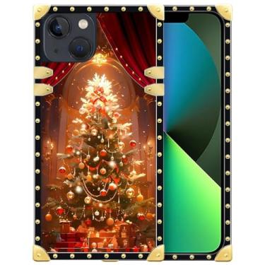 Imagem de TAMEFOX Capa compatível com iPhone 13, árvore dourada do Salão de Natal, capa protetora de TPU (poliuretano termoplástico) macio e resistente à prova de choque para iPhone 13