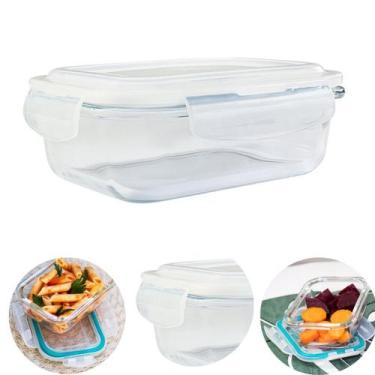 Imagem de Pote Vidro Hermético 4 Travas Tampa Plástico Marmita - Uni, 640 Ml