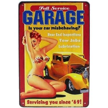 Imagem de Placa De Metal Vintage Da Estação De Gasolina Route 66 Com Meninas Pin