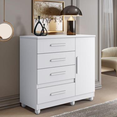 Imagem de Cômoda Florença 1 Porta 4 Gavetas Benetil Cor:branco