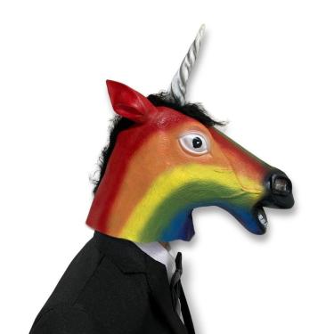 Imagem de Máscara Cabeça De Unicórnio Arco íris Em Látex