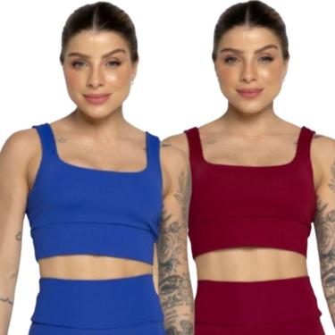 Imagem de KIT 2 Top Smart Alça Grossa Serra e Mar Alta Compressão Treino Academia Moda Fitness Musculação-Feminino