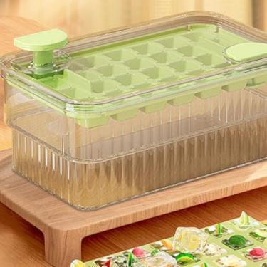 Imagem de Bandeja de cubos de gelo com tampa e lixeira, bandejas de plástico para freezer com caixa de 1 camada