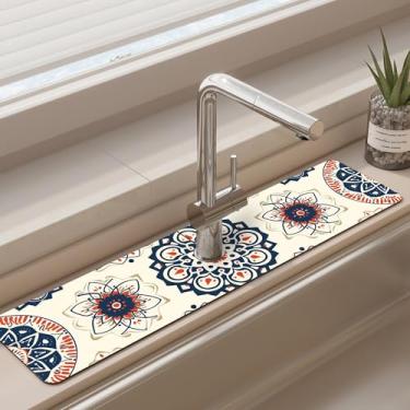 Imagem de Tapete de torneira para pia de cozinha - tapete absorvente de pia, protetor de respingos de secagem rápida para cozinha e banheiro - almofada de secagem antiderrapante com absorção de água atrás da