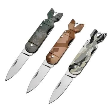 Imagem de Mini Canivete Tático, Aço Inox e Plástico, 11,5cm, Camuflado, Dobrável, Compacto para Uso Diário, com Mini Bolsa