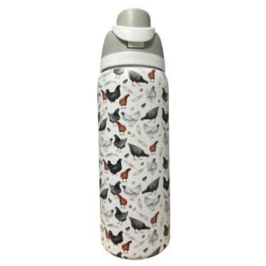 Imagem de Silva lining designing Copo de aço inoxidável veterinário para veterinário copo de 1,134 g Animal Novo copo de água copo de água copo de animal fofo (946 ml branco (72)-frango (TPJ50))