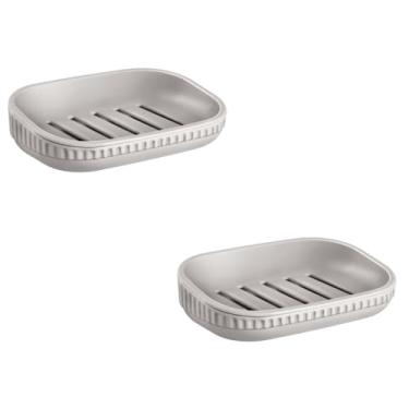 Imagem de Kit 2 Saboneteira Porta Sabonete Banheiro Lavabo Elegante Plástico (Cinza Claro)