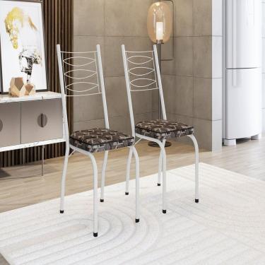 Imagem de Kit Com Duas Cadeiras De Cozinha 262 Branco- Mosaico Palha