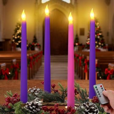 Imagem de Bigmeta 4 velas do advento de Natal - vela LED sem chama do advento com controle para decoração de festa de igreja em casa