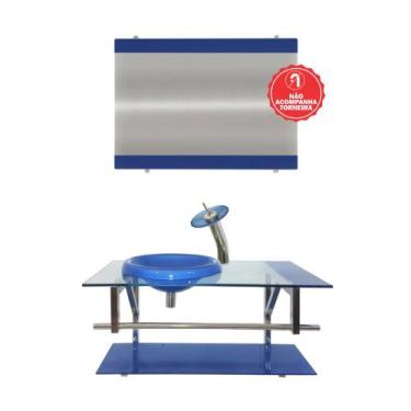 Imagem de Gabinete de Vidro 80cm para Banheiro Letónia - EKASA, Azul Escuro