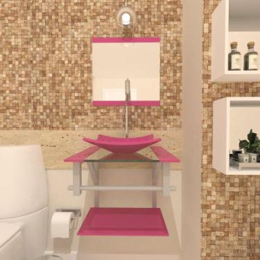 Imagem de Combo 2 em 1 Gabinete de Vidro 40cm para banheiro Quadrado Armênia + T