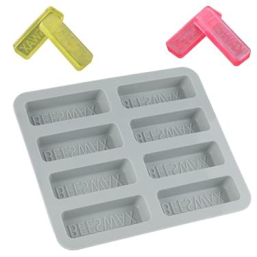 Imagem de Molde de cera de abelha de silicone, molde de barra faz 8 barras de 24 g reutilizáveis bloco de cera de abelha molde de cera de abelha de liberação fácil com "cera de abelha" em relevo para chocolate