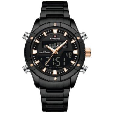 Imagem de Relógio de quartzo eletrônico luminoso à prova dágua pulseira aço inox