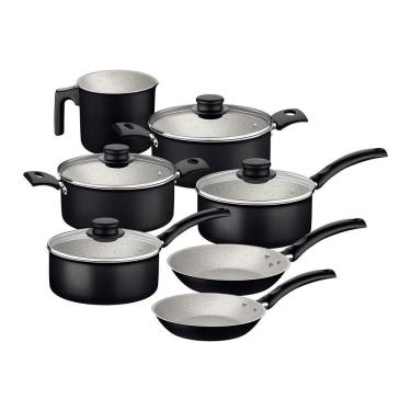 Imagem de Jogo De Panelas Turim Aluminio Revestimento Antiaderente 7 Peças Preto - Tramontina 20297061