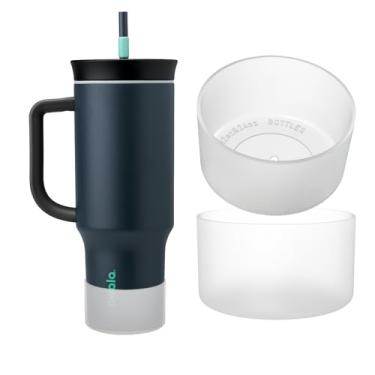 Imagem de OAWEEN 2 peças de bota de silicone para copo Owala FreeSip Tumbler 24 1,134 g Diâmetro inferior 7,3 cm - 7,8 cm Manga protetora antiarranhões para torção 510 g 680 g Sway 850 g Capa transparente