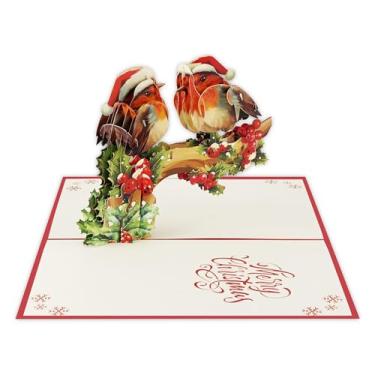 Imagem de TaNoTool Robin Cartões pop-up 3D para casal, papel de cartão de feliz Natal, tamanho grande; presentes para mulheres, mãe, pai, homens, avó, avô, aniversário, ano novo, presente de aniversário de