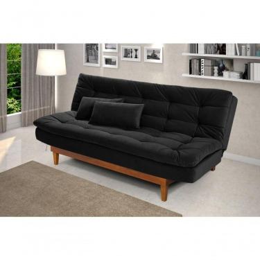 Imagem de Sofá Cama Dubai 3 Lugares Império Reclinável Casal Pés Madeira Espuma Especial D33 Madero Preto 381