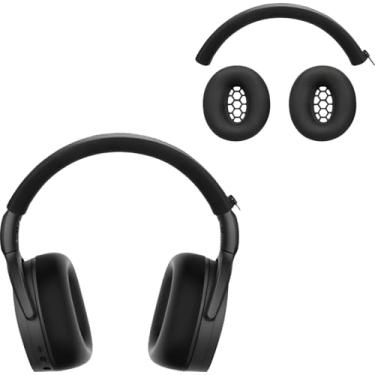 Imagem de KONXISA Capa para SENNHEISER HD450BT, 2 conjuntos de capa de silicone para suor, capa protetora para fones de ouvido SENNHEISER HD450BT almofadas de ouvido/faixa de cabeça, protetor de capa, lavável