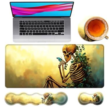 Imagem de TOEMZTFT Mouse pad grande e descanso de pulso para teclado, almofada de mesa para teclado e mouse, mouse pad grande 4 em 1 com suporte de pulso, tapete de mesa para jogos de estudo de escritório em