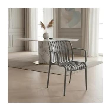 Imagem de Kit com 2 Cadeiras Milão, Cadeiras de Sala de Jantar com Braços, Conjunto para Sala de Estar (Cinza)