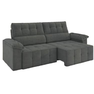 Imagem de Sofá Retrátil e Reclinável 3 Lugares 2.20 Veludo Santorini Cinza Luizzi