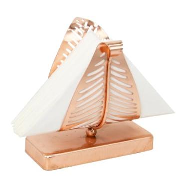 Imagem de Porta-guardanapos de folha de ouro rosa – Suporte de guardanapo moderno de metal triangular com acabamento galvanizado, dispensador de mesa decorativo para cozinha, café ou penteadeira