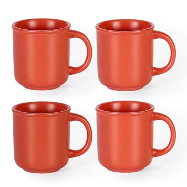 Imagem de GZG Conjunto de 4 canecas de café de 510 g, conjunto moderno de xícaras de café de cerâmica com alça, canecas de café grandes para chá, latte, leite, cacau, esmalte fosco rústico, seguro para