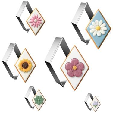 Imagem de FUSOTO Conjunto de 6 peças de cortadores de biscoito de losango, suprimentos de cozinha de aço inoxidável, para biscoitos, biscoitos caseiros, decoração de bolos, cortador geométrico, (3,8 cm, 5 cm
